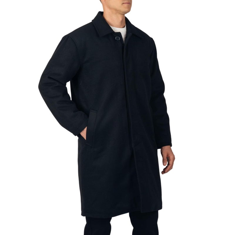 Alpine Swiss Zach Menâ€™s Wool Blend Overcoat â€“ Knee-Length Trench Coat, Runs Large for Layering Over Suits or Sweaters Black Large - Image 1